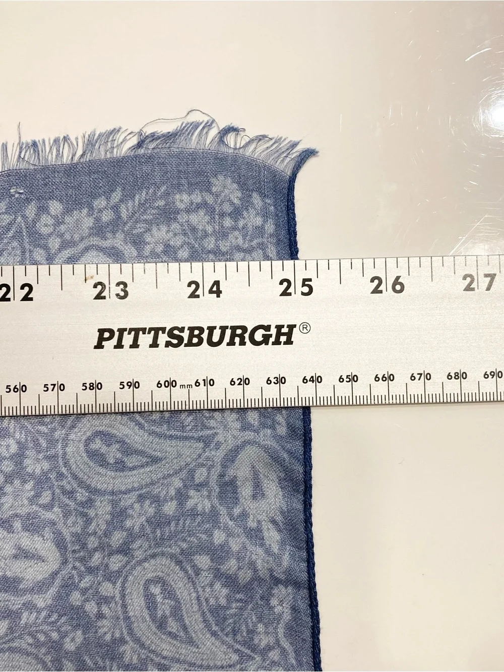nwot JOHN VARVATOS Scarf 25”x73” Blue-Paisley ITALY Modal Fringe Trim